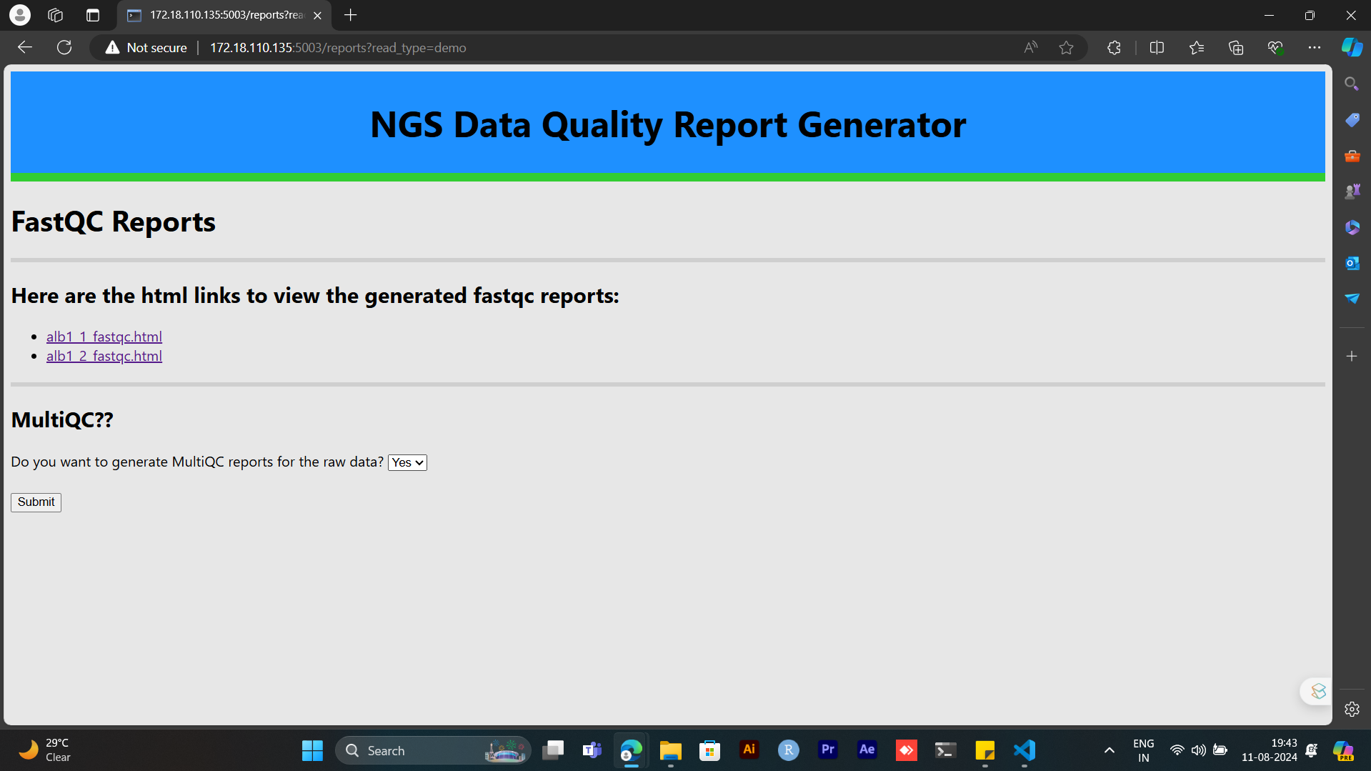 FastQC Reports Page